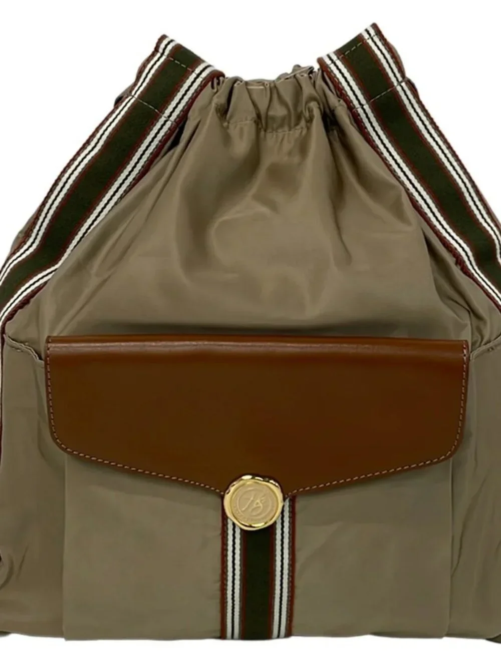 HerSchedule Beige Dark Brown Multi Nylon Leather Backpack